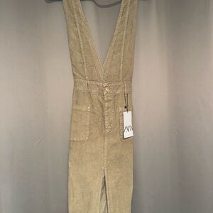 Beige Denim Overall Dress